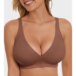 Brown SheCurve Seamless Deep V Push-Up Wireless Bra